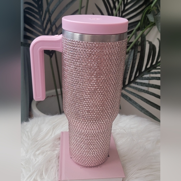 Hydrapeak Pink and Silver Rhinestone 40 OZ Tumbler - Picture 2 of 7